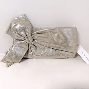 NWT | Looks Like 👀 Valentino Garavani Gold Silver Metallic Satin Bow Clutch